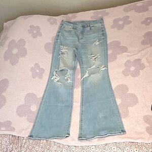 AE Ne(X)T Level Ripped Curvy Super High-Waisted Flare Jeans